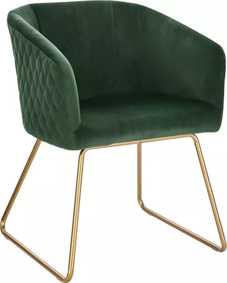 Woltu Eetkamerstoel Groen Velvet – Make Up Stoel Fluweel Groen – 54x54x76.5cm – Keukenstoel – Armleuningen Modern