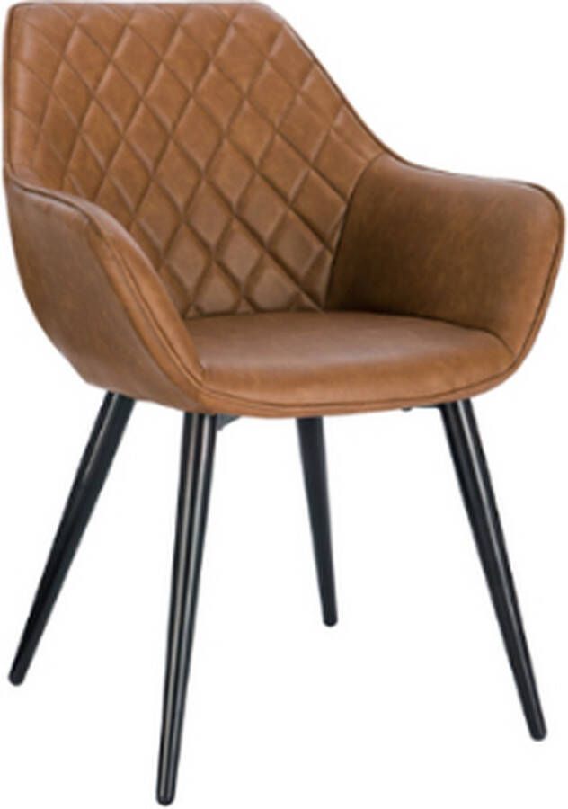 Woltu eetkamerstoel Leder bruin wonen stoelen modern armleuning