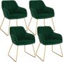 Woltu Eetkamerstoelen Dining room chairs Eetkamerstoel Set van 4 Velvet Groen met Gouden poten - Thumbnail 3