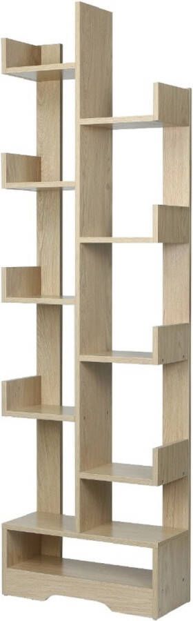 Woltu Houten Boekenkast Eiken Boekenkast Modern Display Kast Boekenkast Open 48x20x162cm Eiken