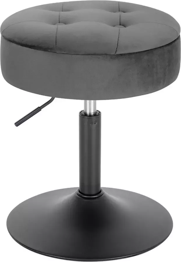 Woltu Lage Barkruk Velvet – Barstoel Verstelbaar – Roterend – Hoogte tot 65CM – Grijs Fluweel – Hoge Kwaliteit