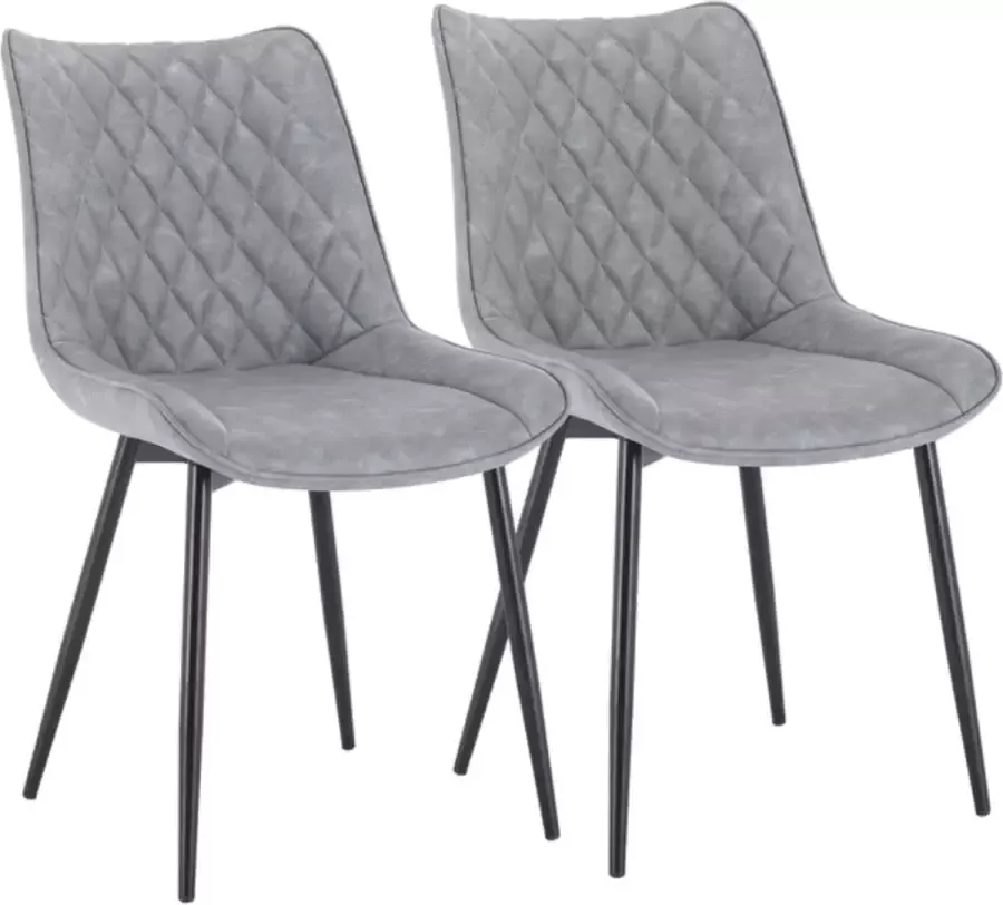 Woltu Stoel Keukenstoel Eetkamerstoel Eetkamerstoelen Keukenstoelen Kunstleer Grijs leer
