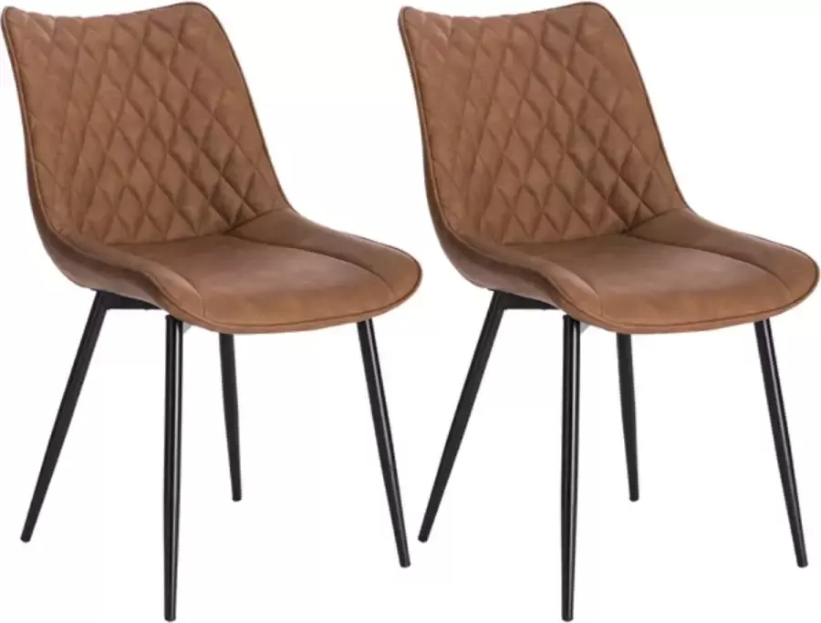 Woltu Stoel Keukenstoel Eetkamerstoel Eetkamerstoelen Keukenstoelen Kunstleer Lichtbruin leer
