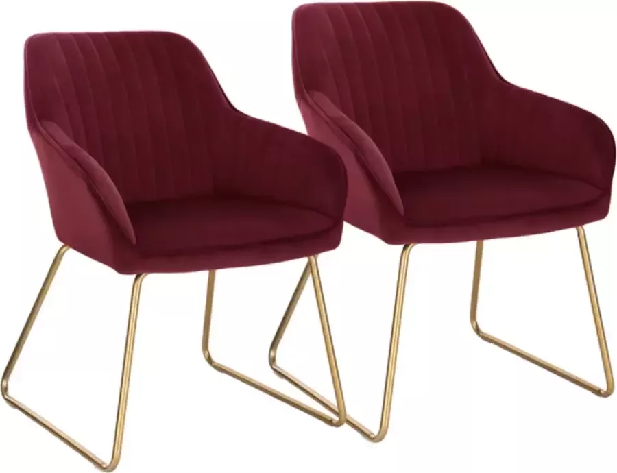 Woltu Stoel Keukenstoel Eetkamerstoel Eetkamerstoelen Met Armleuning Keukenstoelen Kunstleer Wijn Rood Fluweel
