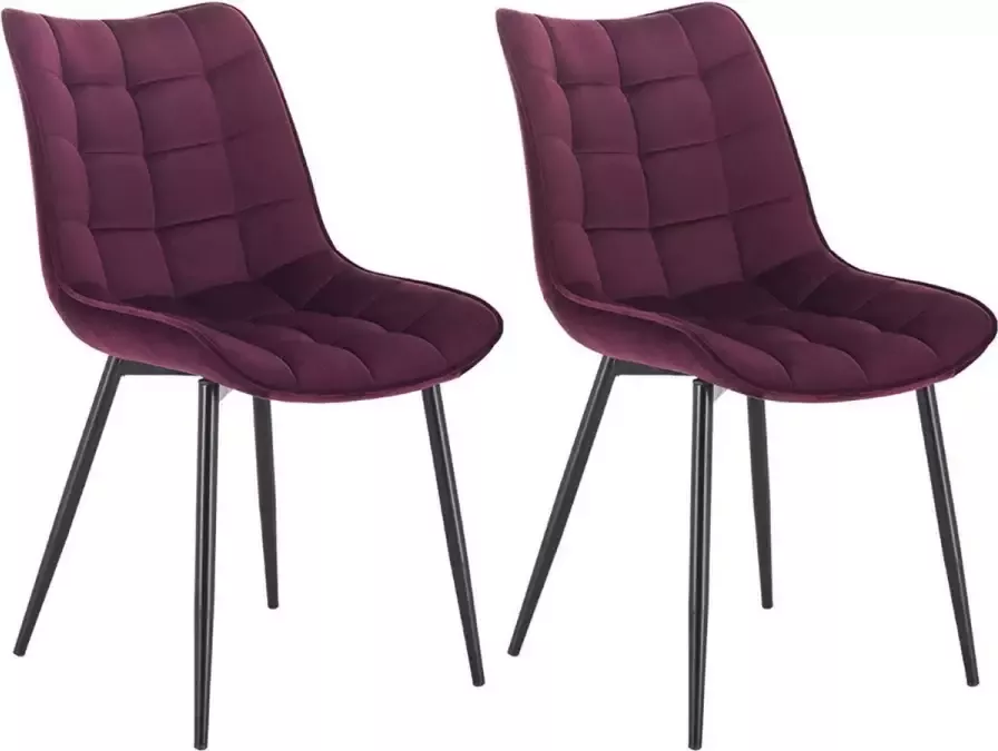 Woltu Stoelen 2 Stuks Eetkamerstoelen Fluweel Antislip Bordeaux Rood Velvet