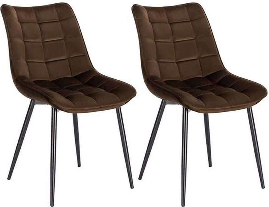 Woltu Stoelen 2 Stuks Eetkamerstoelen Fluweel Antislip Bruin Velvet