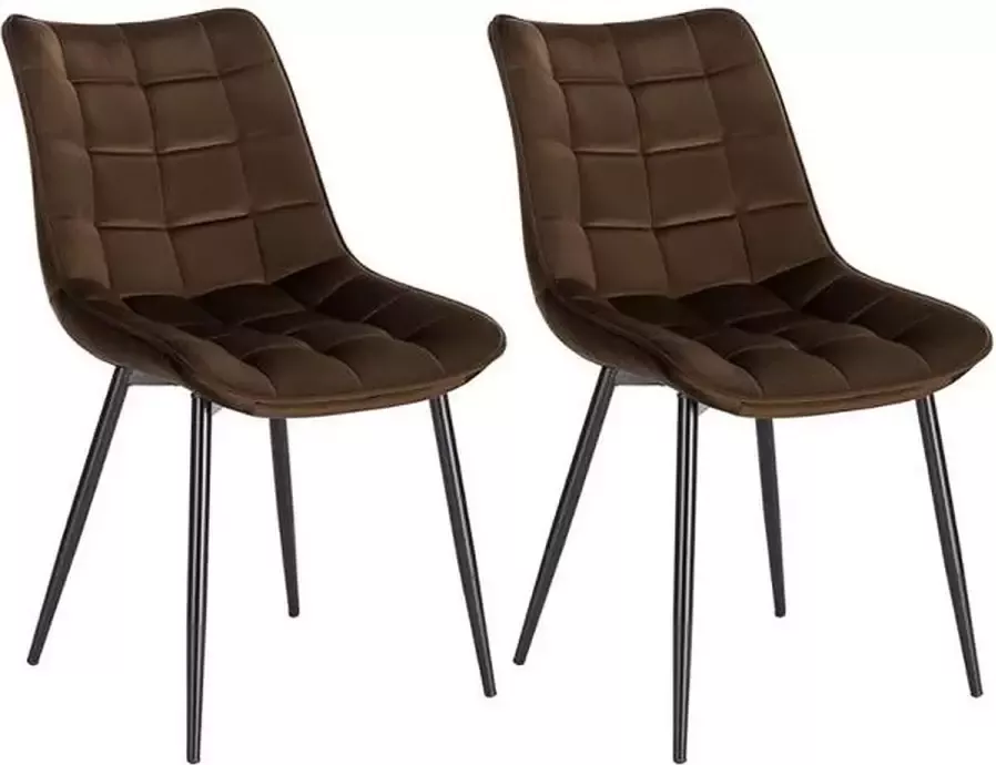Woltu Stoelen 2 Stuks Eetkamerstoelen Fluweel Antislip Bruin Velvet