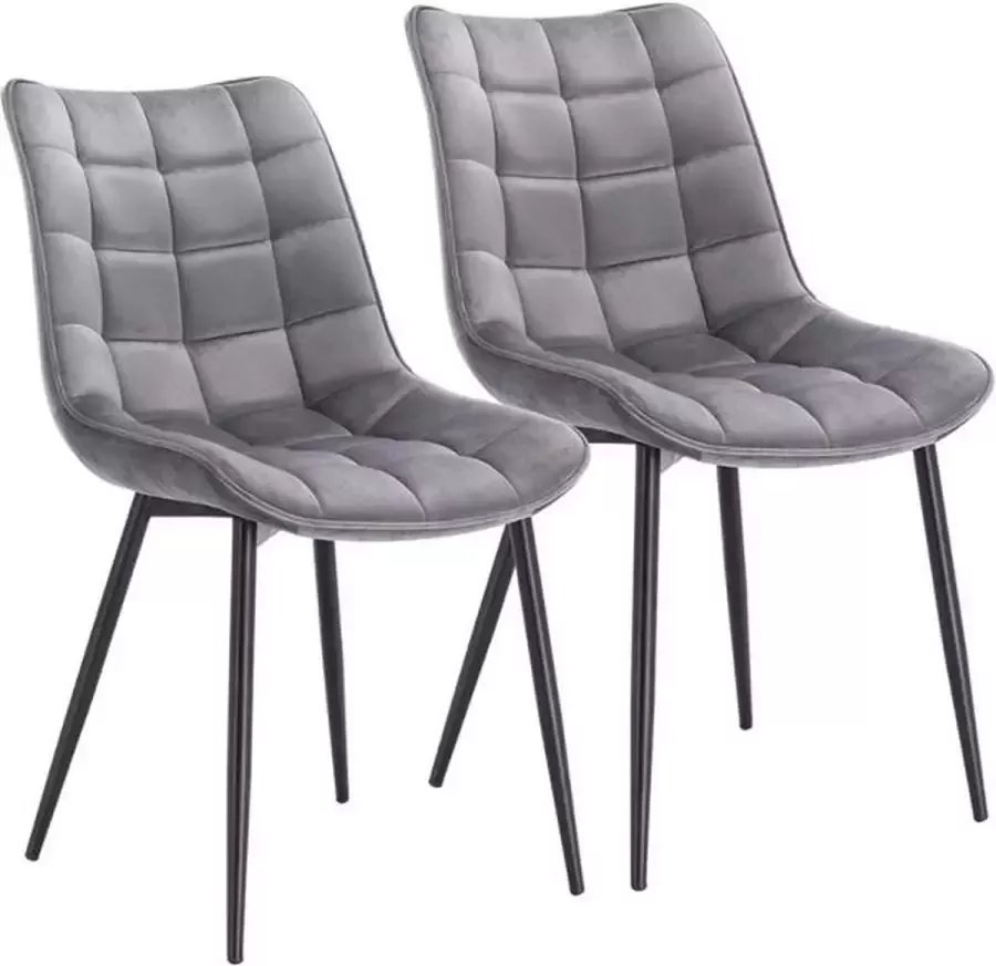 Woltu Stoelen 2 Stuks Eetkamerstoelen Fluweel Antislip Grijs Velvet