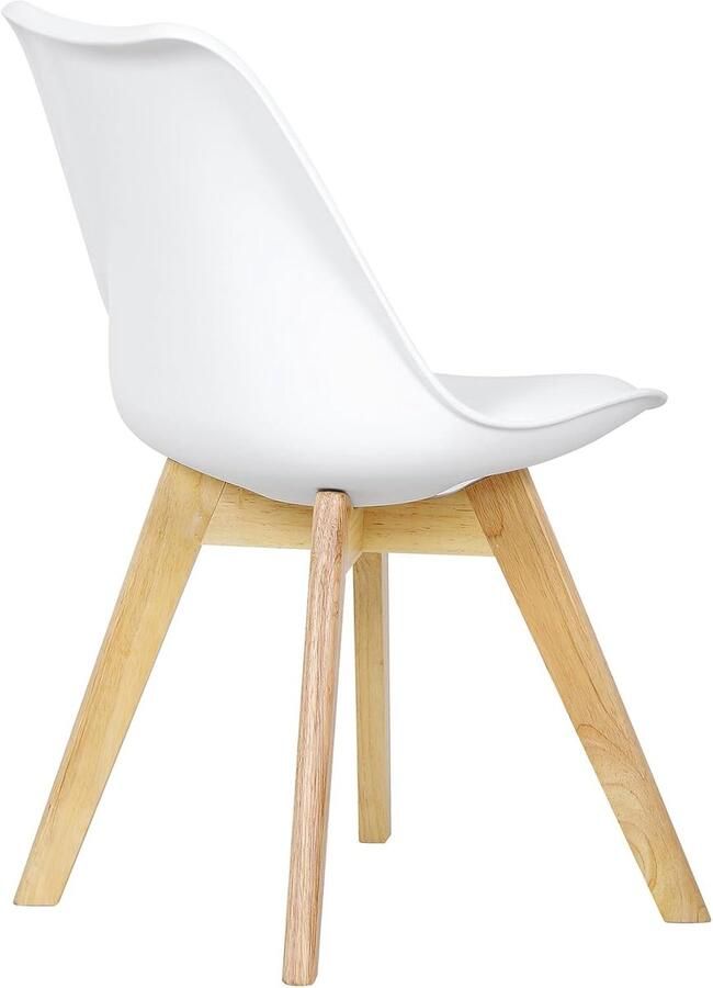 Woltu 2 eetkamerstoelen keuken- woonkamerstoelen ontwerp van kunstleer en massief hout wit