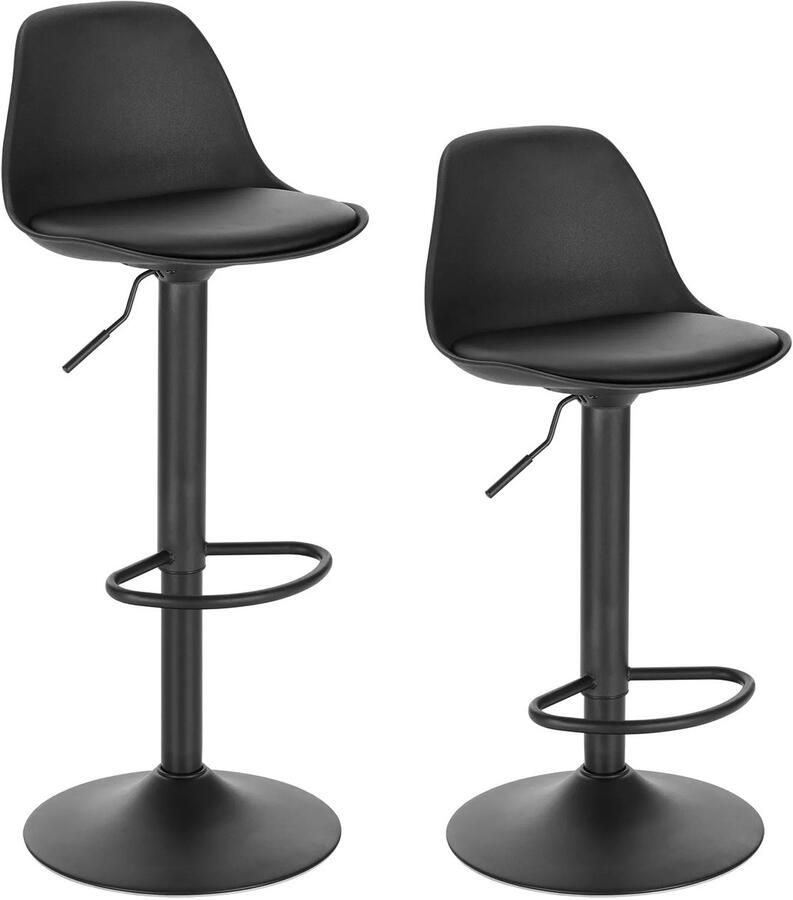 Woltu Barkrukken Barstoel met rugleuning in hoogte verstelbaar Kunstleer set van 2