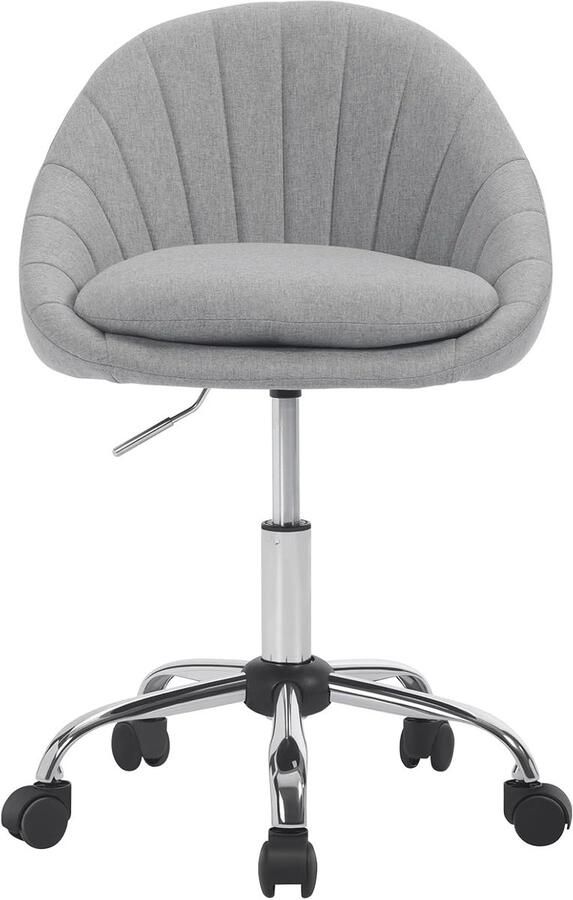 Woltu Bureaustoel voor thuis toiletstoel ergonomische draaistoel in hoogte verstelbare bureaustoel met wieltjes slaapkamer werkkamer linnen