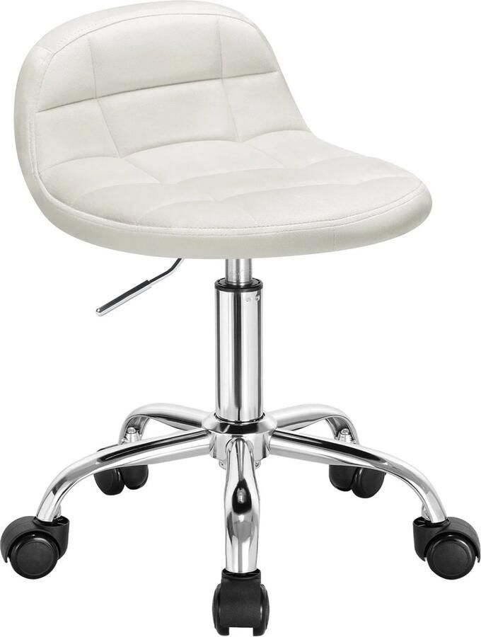 Woltu Kanyu Fluwelen Bureaustoel Crèmewit Kantoorkruk Verstelbaar & Draaibaar Met Wielen Voor Werk & Thuis