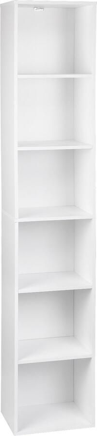 Woltu Luxe Opbergkast Boekenkast Smalle Kast Opberg Kast Wandkast 6 Planken Hout Wit Kasten