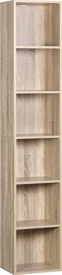 Woltu Luxe Opbergkast Boekenkast Smalle Kaste Opberg Kast Wandkast 6 Planken Hout Eiken Kasten