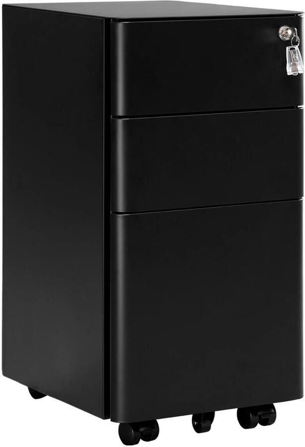 Woltu Lynly Documentarchiefkast zwart archiefkast kantoorkast met slot en sleutels archiefkast metaal ladekast met sleutel