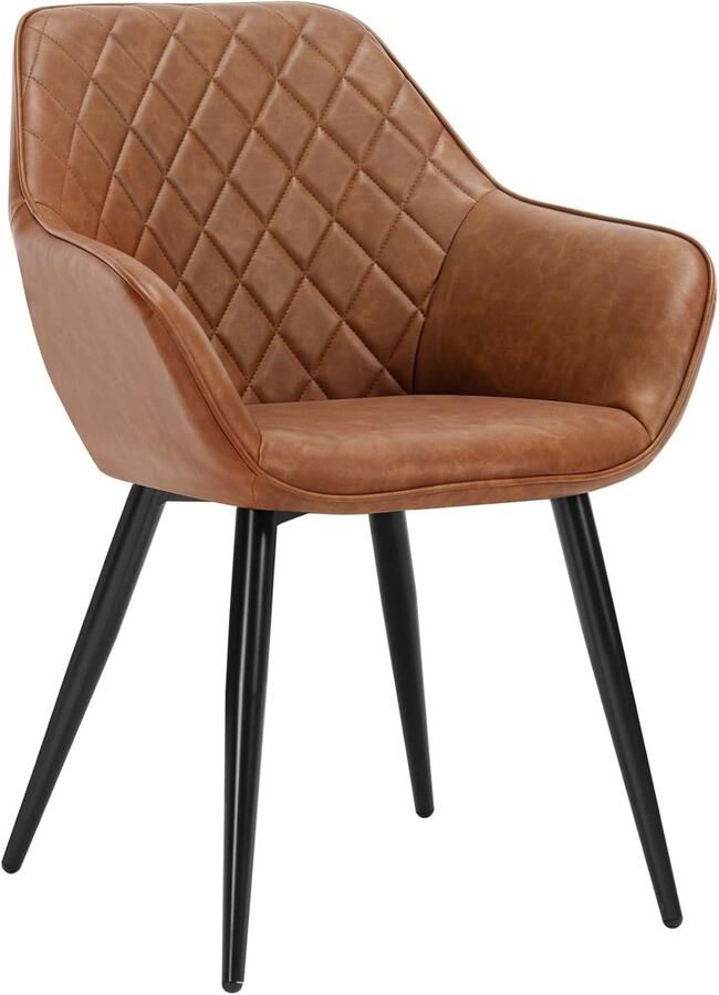 Woltu Moderne eetkamerstoel keukenstoel van kunstleer en metaal bruin