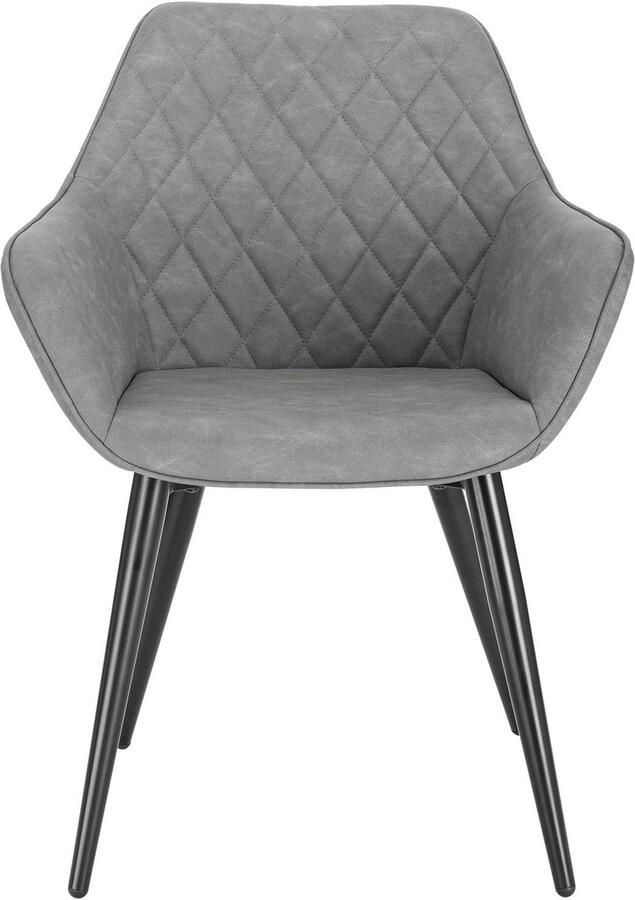 Woltu Moderne eetkamerstoel kunstleer en metalen keukenstoel grijs