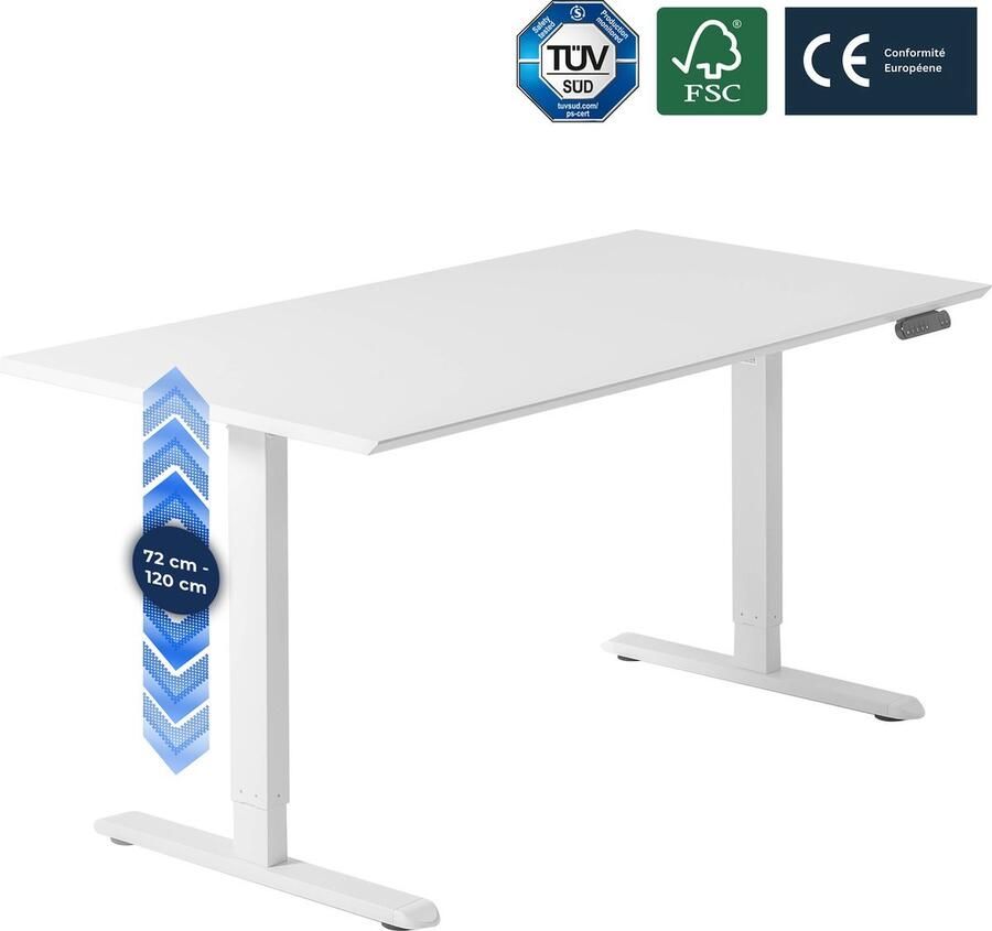Woltu Ohana DT Zit-sta Bureau Elektrisch Bureau Elektrisch Verstelbaar 120x60cm Geheugenbediening USB Poorten Wit