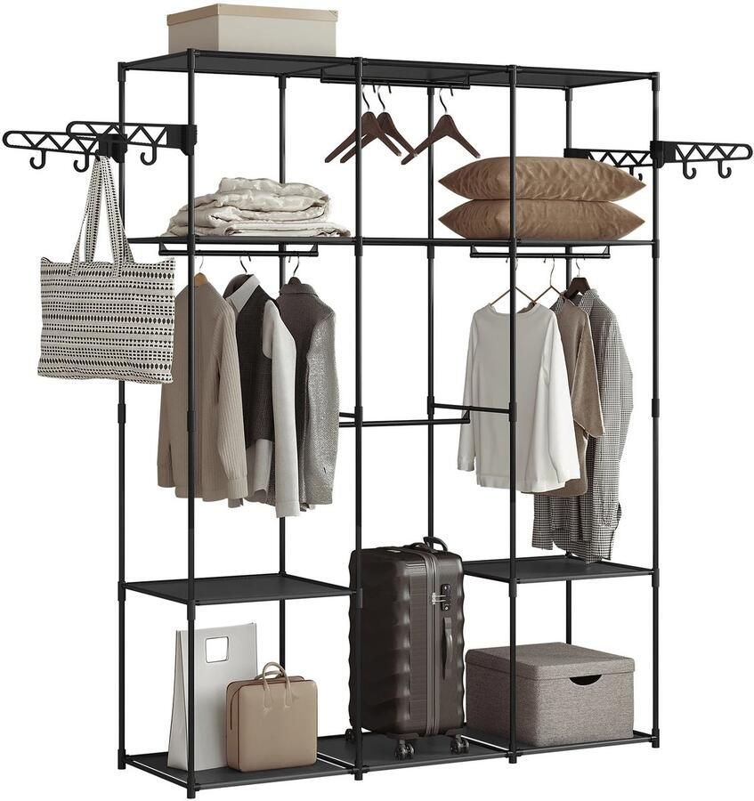 Woltu RoyaLuxe Kledingrek Metaal Kledinghangers Kledingrekken Rek Kledingrek Wand Kleding Garderobekast Garderobe Kast Organizer Kleding Organizer Schoenen Slaapkamer Meubel Meubilair Kapstok Kapstokken