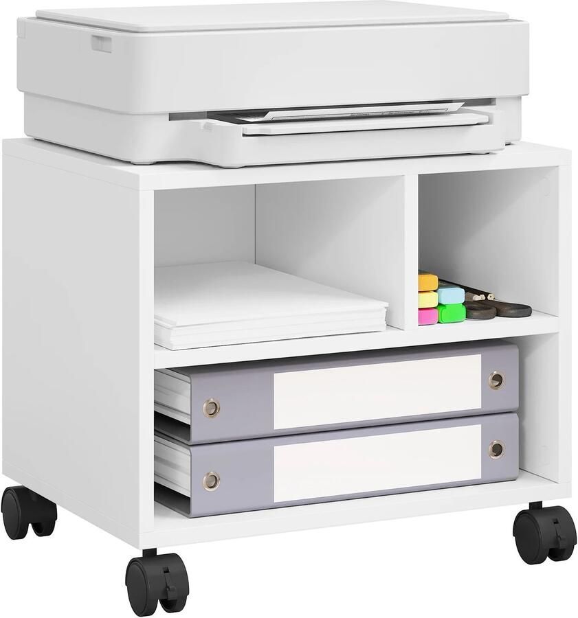 Woltu RoyaLuxe Mobiele Print Standaard Wit Print Tafel Print Kastje Organizer Printer Printers Kast Kastje Kasten Tafeltje Tafel Tafels Opbergkast Opbergkastje Opberg Kasten Kantoor Organizer Organizers