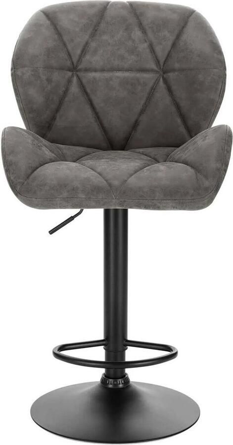 Woltu Set van 2 barkrukken in hoogte verstelbaar draaibaar kunstleer staal grijs 360°Draaistoel Verstelbare Barstoelen met Rugleuning En Voetensteun