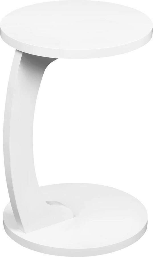 Woltu ShopEighty8 Bijzettafel Ronde Bijzettafel C-Vorm Salontafel Kleine Opbergtafel Plantentafel Tafelblad Ø38 CM x 55 CM Hoog MDF Wit