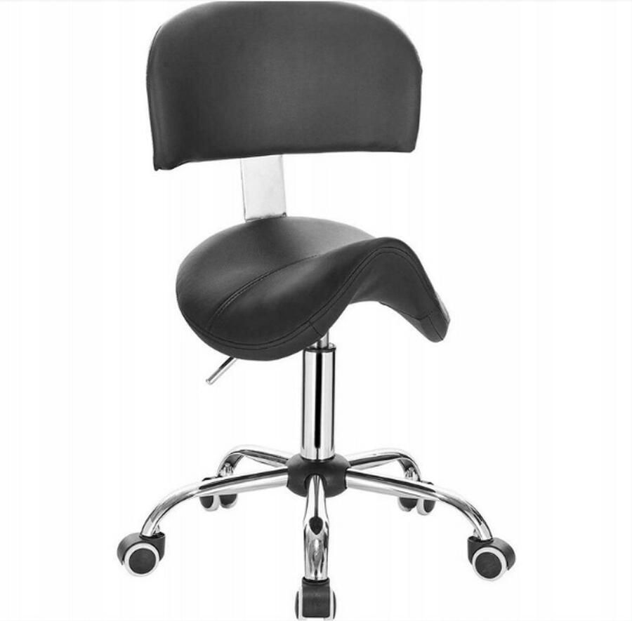 Woltu Werkstoel Verstelbare Kruk Met Rugleuning Zwart