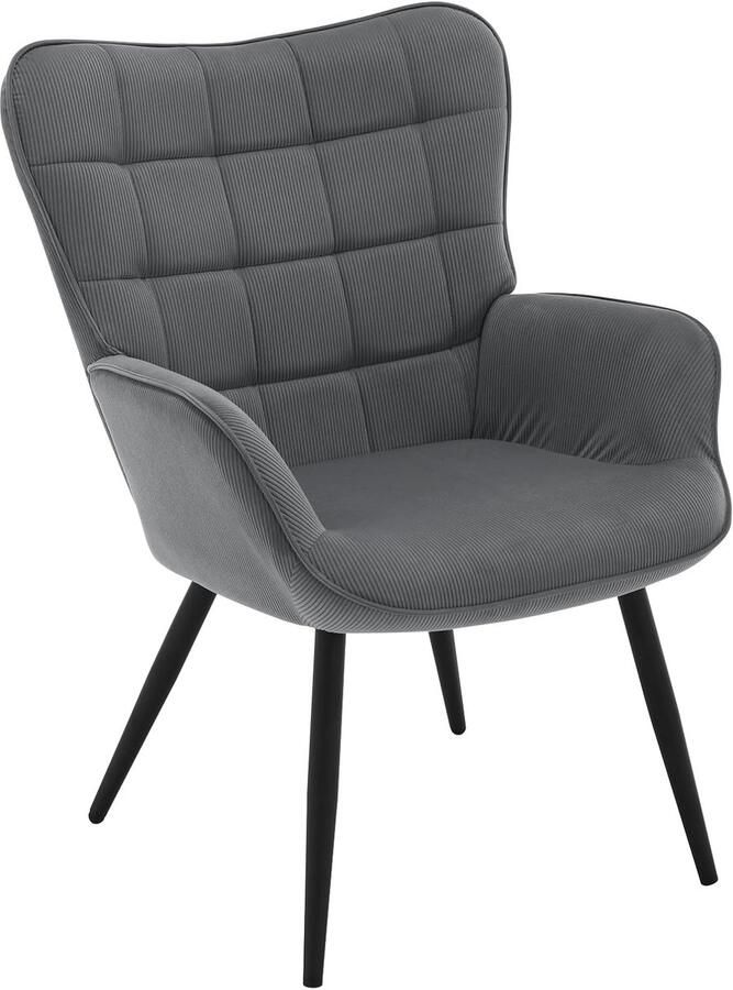 Woltu Wing Chair Modern Relaxstoel TV-stoel Comfortabel Leesstoel Woonkamer Fauteuil Relaxfauteuil Metalen Poten Fauteuil
