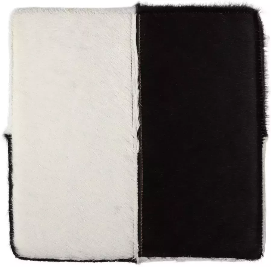 Womo-design Barkruk set van 2 35x75cm gemaakt van echte buffelhuid en gepoedercoat metaal zwart wit Hoek barkruk Gestoffeerde barkruk lederen bekleding Barkruk met voetensteun - Foto 2