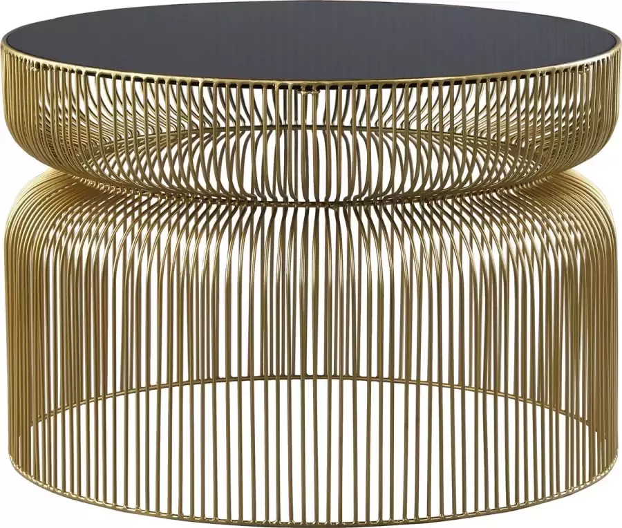 WOMO-Design Salontafel Ø 70x48 cm goud zwart metaal en glas