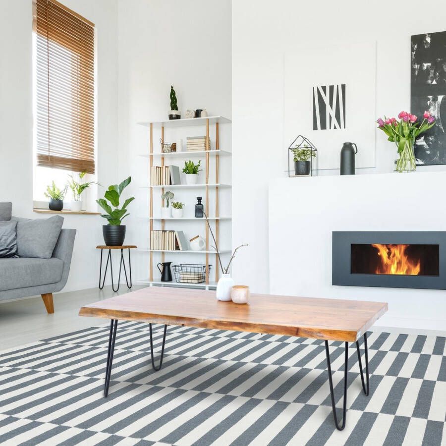 Womo-design Salontafel Acacia Hout Massief Zwart - Foto 2