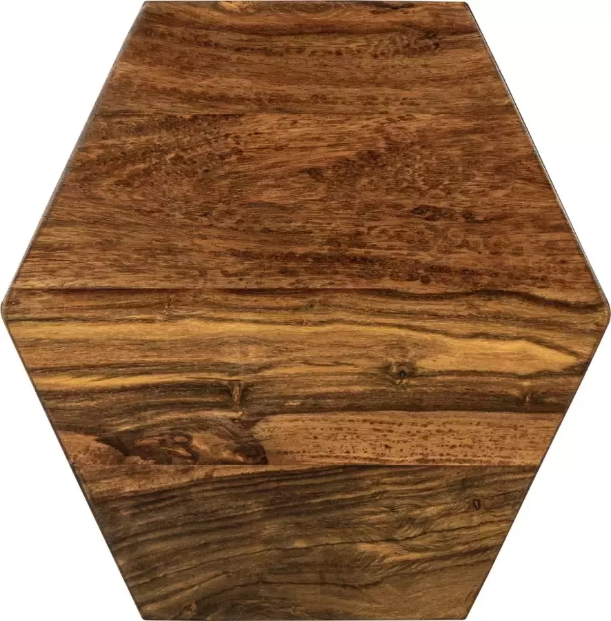 Womo-design Salontafel set van 4 Suzhou 30x30x35 cm zeshoekig natuurlijk massief hout mango hout uniek handgemaakt landelijke stijl 4-delige set tafel woonkamer tafel bijzettafel bank tafel bloemstandaard