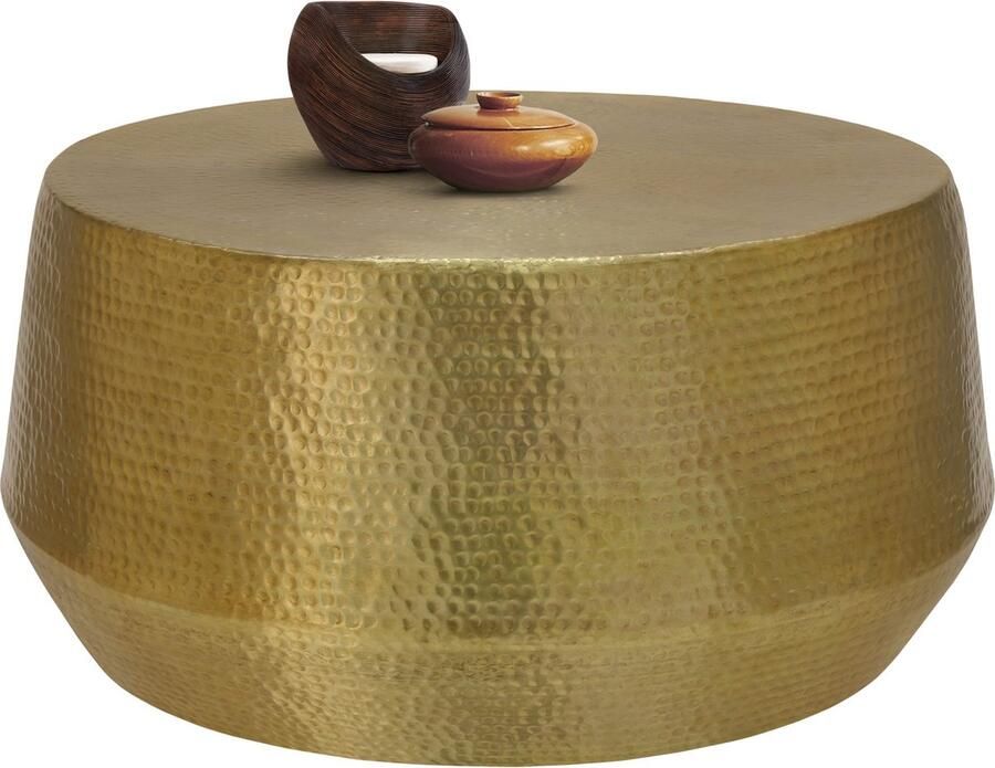 Womo-design Salontafel Ø 90x45 cm goud in gehamerd aluminium look