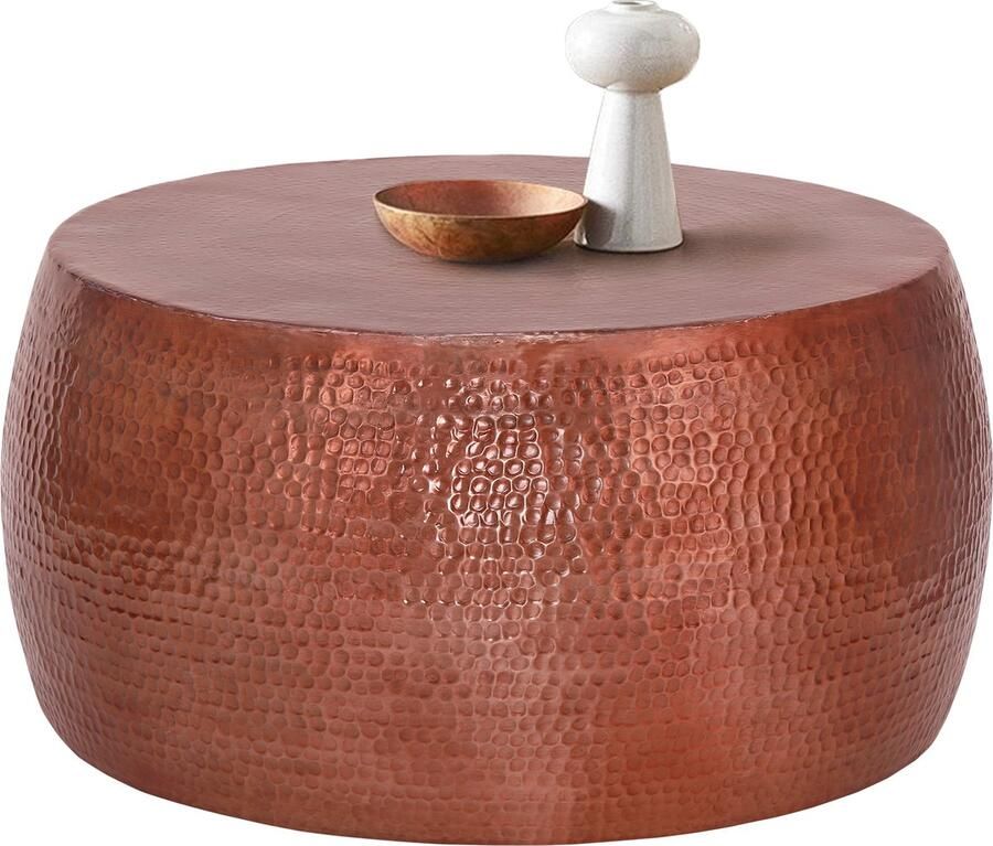 Womo-design Salontafel Ø 90x45 cm koper in gehamerd aluminium look