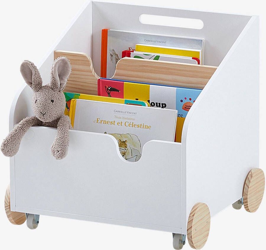 WonderWild Bibliotheekkoffer met Wieltjes Boekenkast & Speelgoed Opberg 43×40×40cm Kinderboekenrek Veiligheidsnormen voor kinderen Kindermeubilair Kinderzimmermöbel Opbergkast Boekenplank Kinderkamerkast Opbergrek Speelgoedboxen