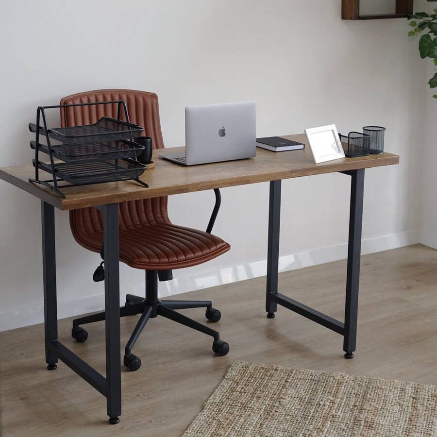 Wood & metal designs Bureau met massief hout metaal A1000