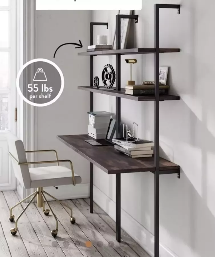Wood & metal designs industrieel bureau hangkast met massief hout P21