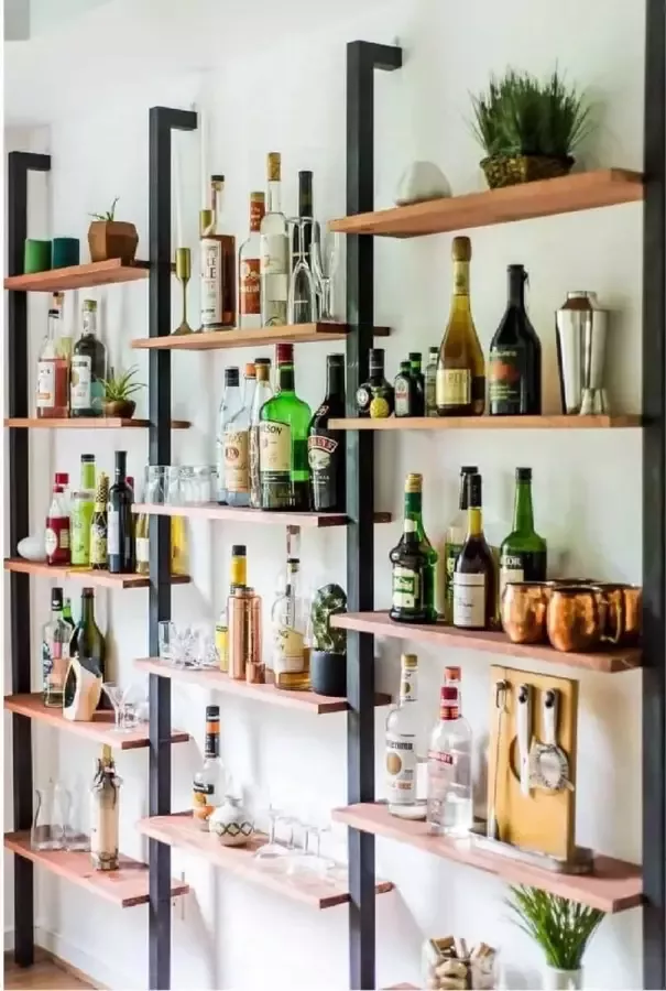 Wood & metal designs industrieel Wandkast met massief hout wandrek P19 - Foto 1