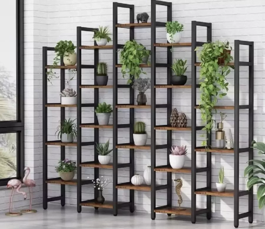 Wood & metal designs Industriele pyramide kast massief hout wandrek B21