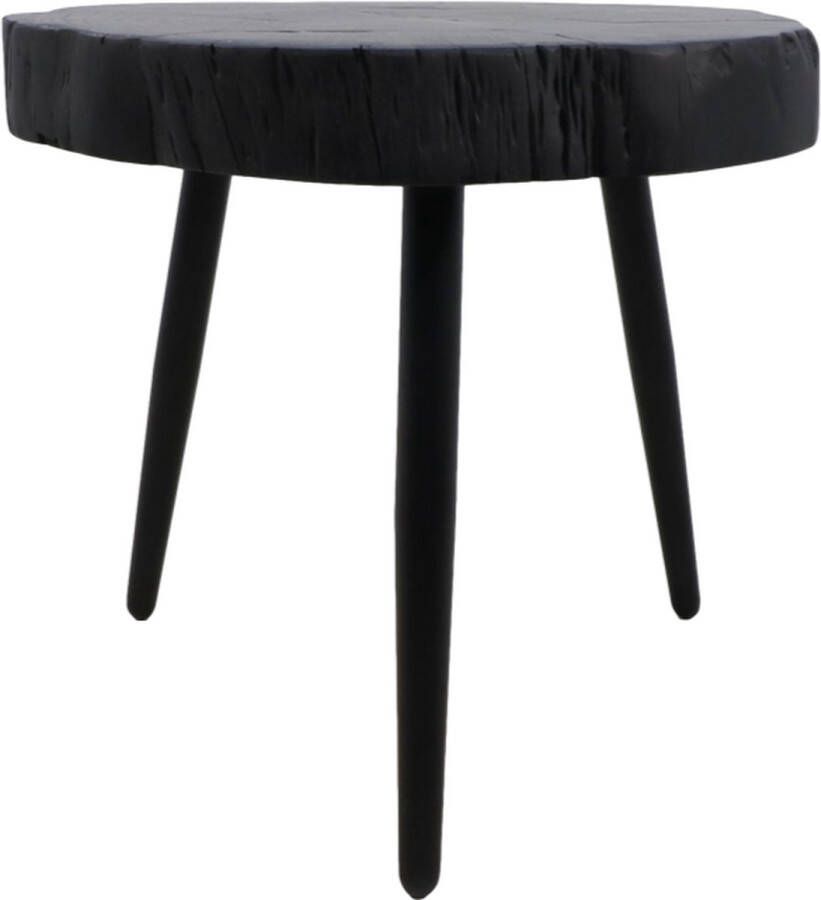 Wood Selection Bijzettafel Metaal met Hout Bijzettafeltje Woonkamer Tafeltje Woonkamertafeltje Salontafels Zwart Bedtafeltje Bijzet tafel Sidetable Salontafel ø45-47 cm s