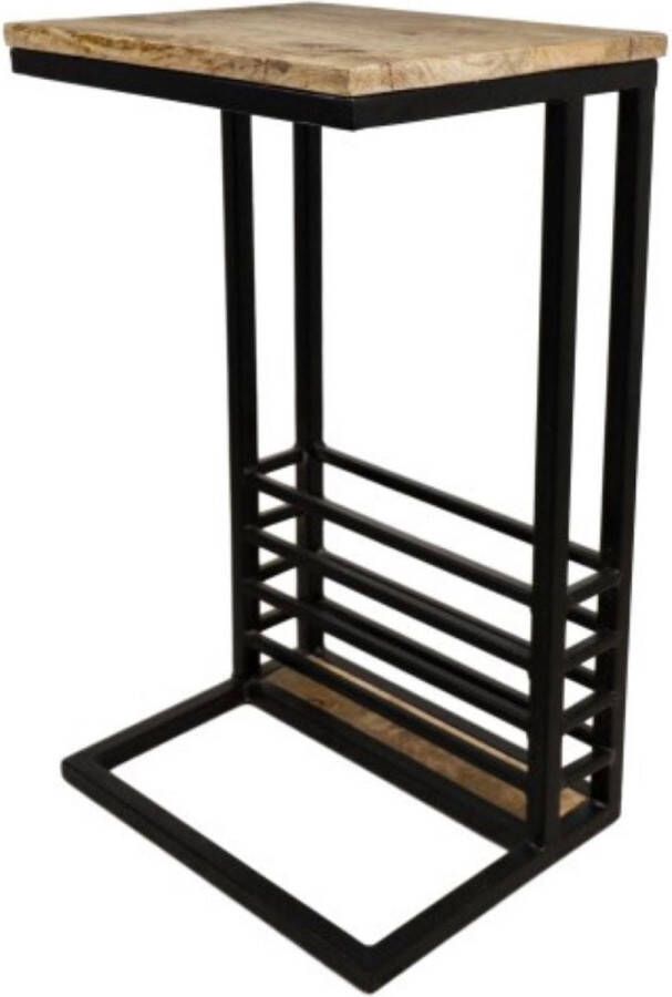 Wood Selection Bijzettafel Metaal met Hout Bijzettafeltje Woonkamer Tafeltje Woonkamertafeltje Salontafel Woonkamertafel Bedtafeltje Rond Bijzet tafel Sidetable 38x30x65 s