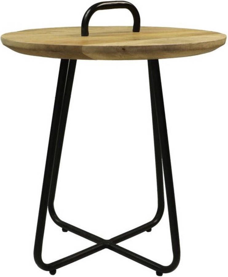 Wood Selection Bijzettafel met handvat Bijzettafeltje Woonkamer Tafeltje Woonkamertafeltje Salontafel Woonkamertafel Bedtafeltje Bijzet tafel Sidetable ø45x55 s - Foto 2