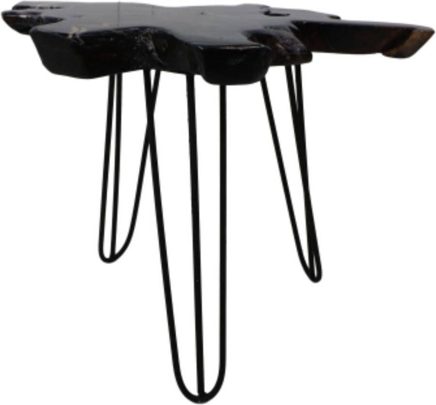 Wood Selection Bijzettafel Metaal met Hout Bijzettafeltje Woonkamer Tafeltje Woonkamertafeltje Salontafel Woonkamertafel Bijzet tafel Sidetable ø55-60x40 s - Foto 2