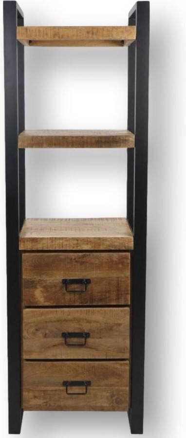 Wood Selections Boekenkast 55x35x175 Naturel zwart Mangohout metaal