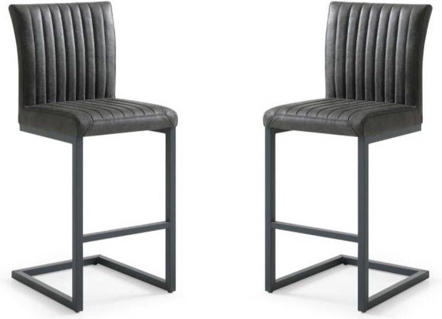 Wood Selections Eetkamerstoelen Set van 2 Keukenstoelen Modern Keukenstoel Staal Stoelen Leer Eetstoel Eetkamerstoel Fauteuilles Zitstoel Woonkamer Keuken 48x55x112 - Foto 2