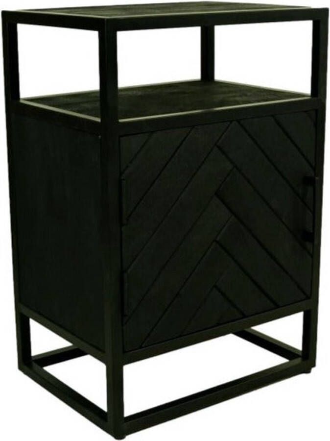 Wood Selections Nachtkastje Vakkenkast zwart Woonkamer Kast 45x32x65