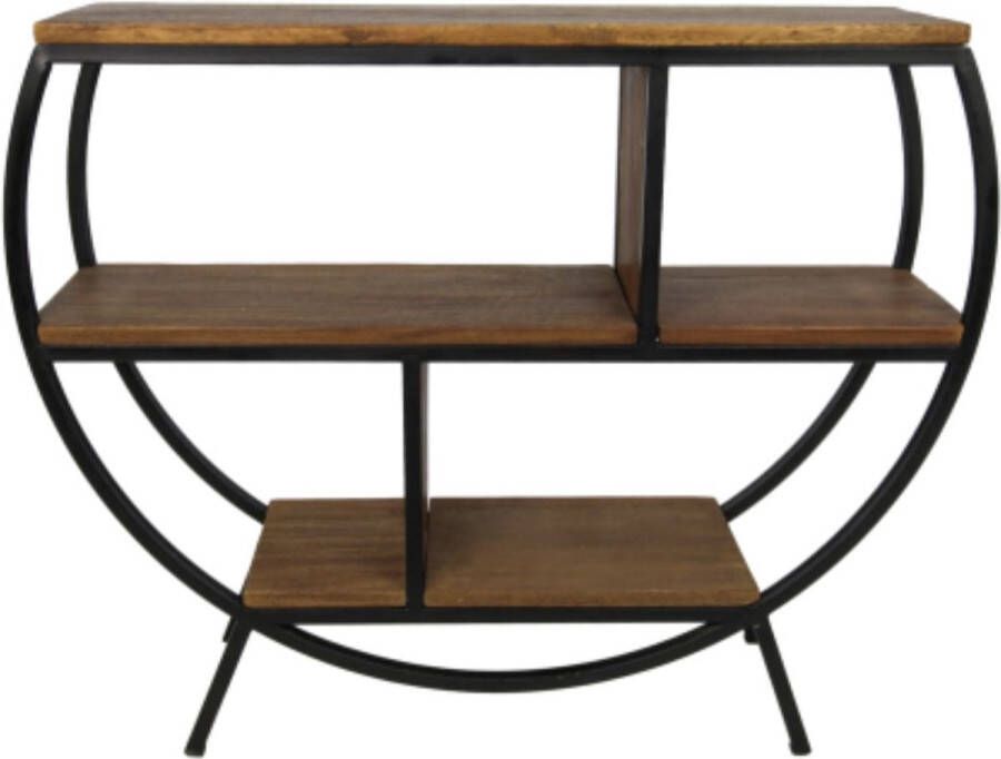 Wood Selections Sidetable Metaal met Hout Woonkamer Tafeltje Woonkamertafeltje Woonkamertafel Bijzettafeltje Salontafel Bijzet tafel 90x25x80 cm