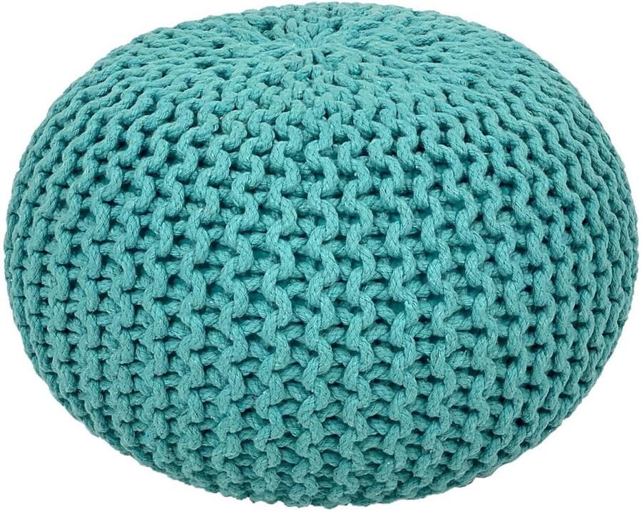 Wood Selections Amelia pouf mint gerecycled katoen Ø 45 cm poef hocker Kruk hockers en poefen fluwelen poef