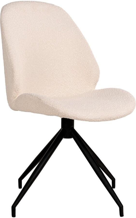 Wood Selections Anderson eetkamerstoel wit bouclé en staal 50x50x85 cm eetkamerstoel industrieel woonkamer stoelen stoel