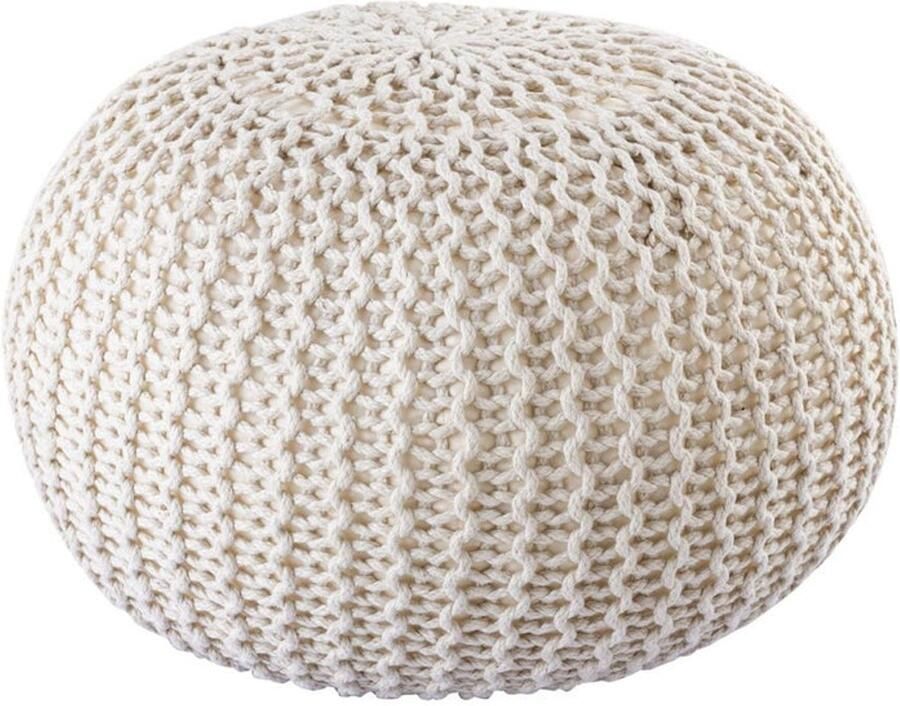 Wood Selections Anna pouf beige 100% gerecycled kunststof ø45cm poef hocker Kruk hockers en poefen fluwelen poef